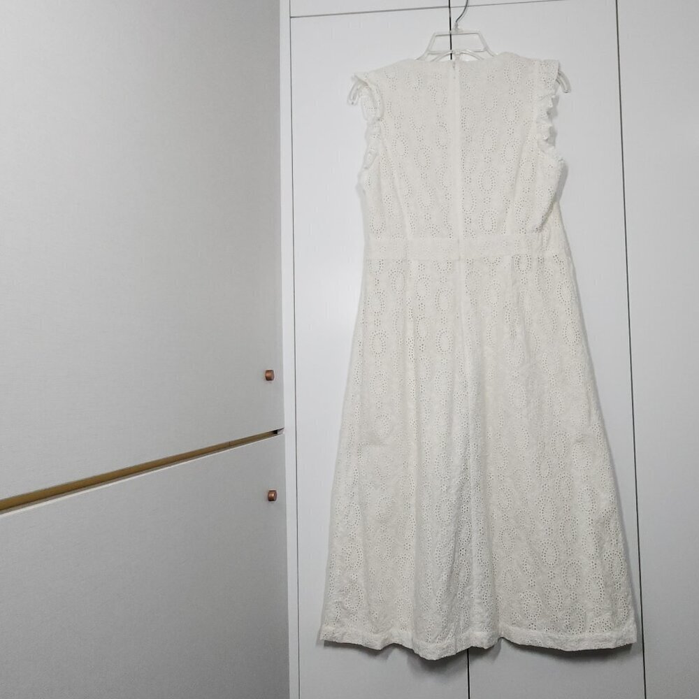 Boden Eyelet Sleeveless Dress Size 8R Off-White 100% Cotton - Picture 3 of 7